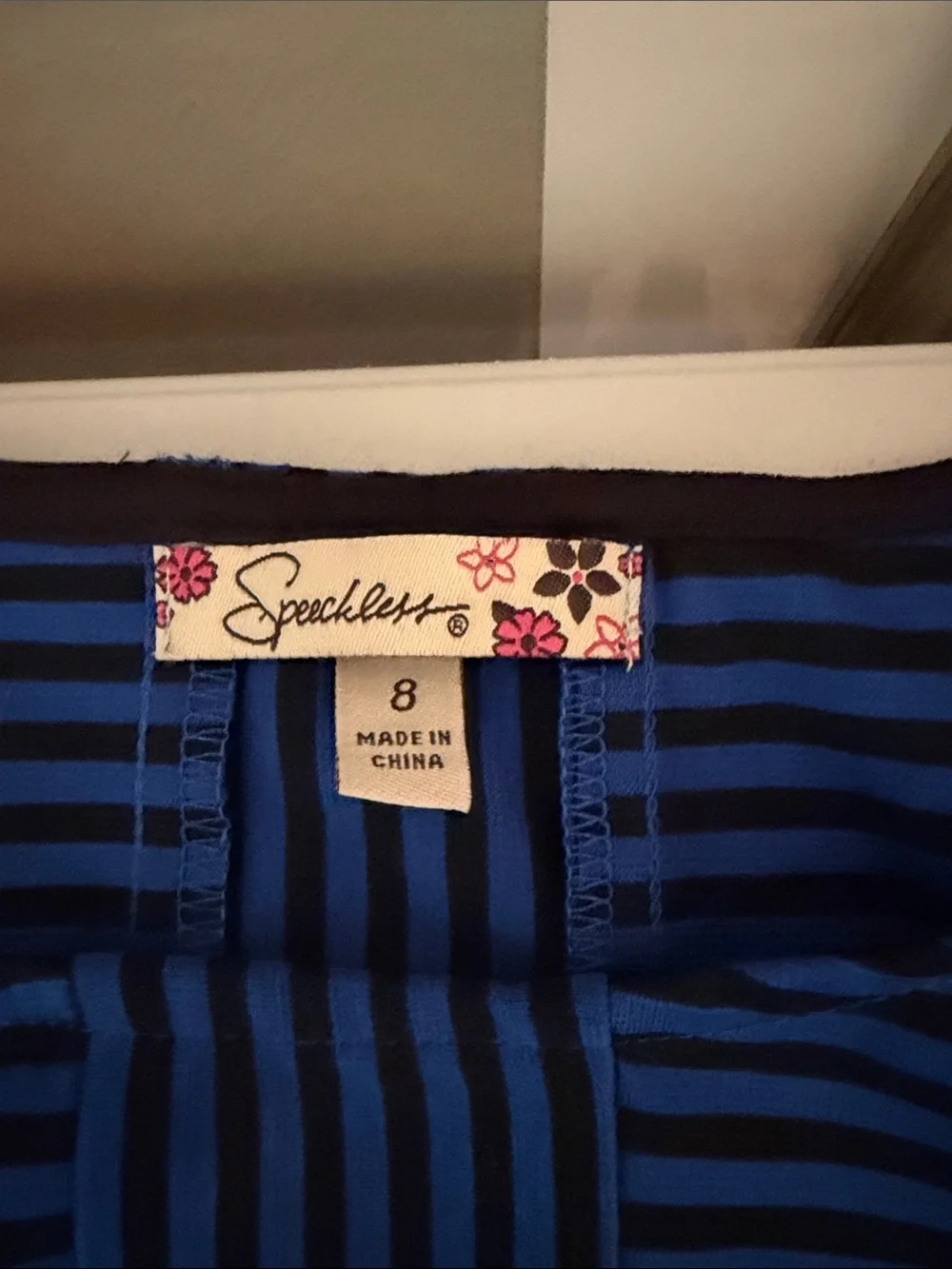 Speechless Blue and Black Striped Tie-Waist Dress